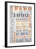 Idaho - Barnwood Typography-Lantern Press-Framed Art Print