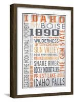 Idaho - Barnwood Typography-Lantern Press-Framed Art Print