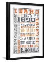 Idaho - Barnwood Typography-Lantern Press-Framed Art Print