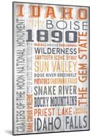 Idaho - Barnwood Typography-Lantern Press-Mounted Art Print