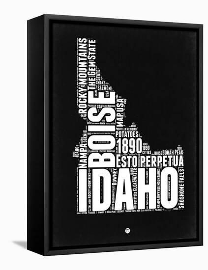 Idaho Black and White Map-NaxArt-Framed Stretched Canvas