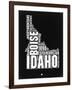 Idaho Black and White Map-NaxArt-Framed Art Print