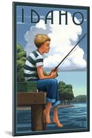 Idaho - Boy Fishing-Lantern Press-Mounted Art Print