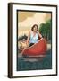 Idaho - Canoers on Lake-Lantern Press-Framed Art Print