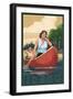 Idaho - Canoers on Lake-Lantern Press-Framed Art Print