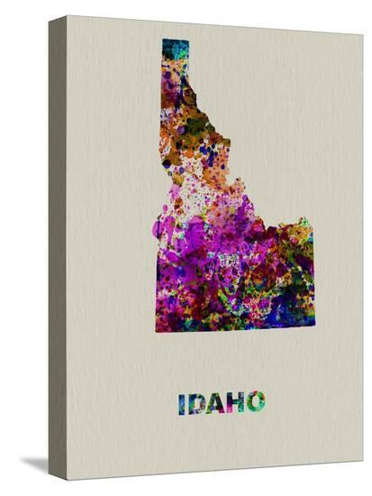 Idaho Color Splatter Map-NaxArt-Stretched Canvas