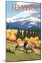 Idaho - Elk and Mountains-Lantern Press-Mounted Art Print