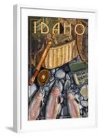 Idaho - Fishing Still Life-Lantern Press-Framed Art Print