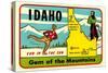 Idaho, Gem of the Mountains, Map-null-Stretched Canvas