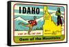 Idaho, Gem of the Mountains, Map-null-Framed Stretched Canvas