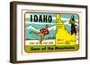 Idaho, Gem of the Mountains, Map-null-Framed Art Print
