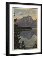 Idaho - Grand Teton Reflection on Jackson Lake-Lantern Press-Framed Art Print