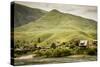 Idaho, Hells Canyon Reach of Snake River, a Cluster of Homes-Alison Jones-Stretched Canvas