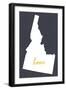 Idaho - Home State- White on Gray-Lantern Press-Framed Art Print