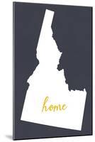 Idaho - Home State- White on Gray-Lantern Press-Mounted Art Print