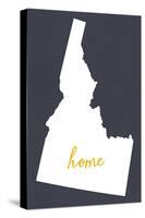 Idaho - Home State- White on Gray-Lantern Press-Stretched Canvas