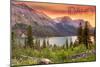 Idaho - Lake and Peaks at Sunset-Lantern Press-Mounted Art Print