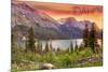 Idaho - Lake and Peaks at Sunset-Lantern Press-Mounted Premium Giclee Print