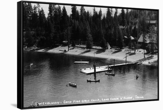 Idaho - Lake Coeur d'Alene; Camp Sweyolakan-Lantern Press-Framed Stretched Canvas