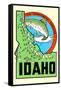 Idaho Map with Trout-null-Framed Stretched Canvas