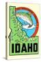 Idaho Map with Trout-null-Stretched Canvas