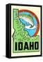 Idaho Map with Trout-null-Framed Stretched Canvas