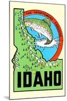 Idaho Map with Trout-null-Mounted Art Print