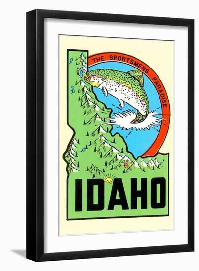 Idaho Map with Trout-null-Framed Art Print