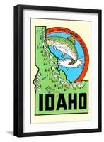Idaho Map with Trout-null-Framed Art Print