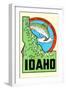 Idaho Map with Trout-null-Framed Art Print