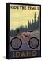 Idaho - Mountain Bike Scene-Lantern Press-Framed Stretched Canvas
