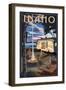 Idaho - Retro Camper and Lake-Lantern Press-Framed Art Print