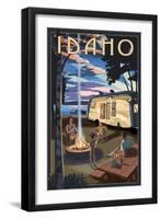 Idaho - Retro Camper and Lake-Lantern Press-Framed Art Print