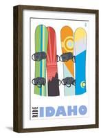 Idaho, Snowboards in the Snow-Lantern Press-Framed Art Print