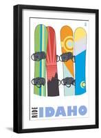 Idaho, Snowboards in the Snow-Lantern Press-Framed Art Print