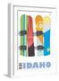 Idaho, Snowboards in the Snow-Lantern Press-Framed Art Print