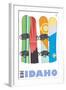 Idaho, Snowboards in the Snow-Lantern Press-Framed Art Print