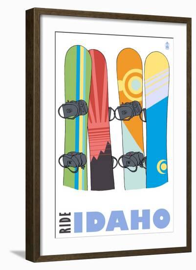 Idaho, Snowboards in the Snow-Lantern Press-Framed Art Print