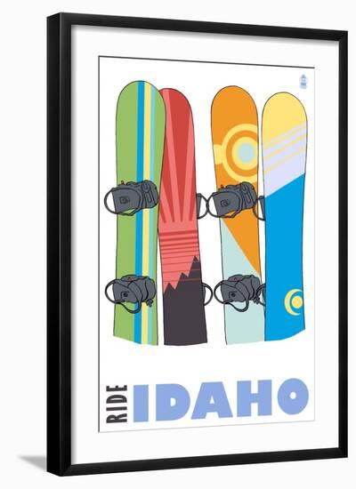 Idaho, Snowboards in the Snow-Lantern Press-Framed Art Print