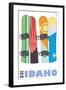 Idaho, Snowboards in the Snow-Lantern Press-Framed Art Print