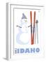 Idaho, Snowman with Skis-Lantern Press-Framed Art Print