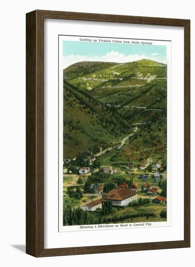 Idaho Springs, CO, Virginia Canyon from Town, 5 Elevations on Road to Central City View-Lantern Press-Framed Art Print
