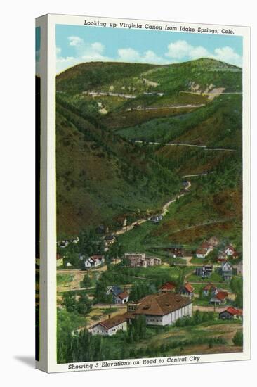 Idaho Springs, Colorado, Looking Up Virginia Canyon showing Road to Central City-Lantern Press-Stretched Canvas