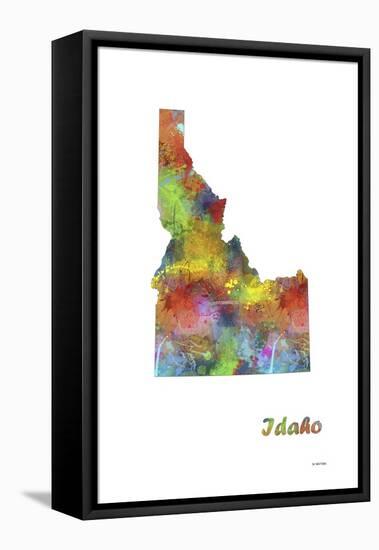 Idaho State Map 1-Marlene Watson-Framed Stretched Canvas
