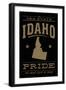 Idaho State Pride - Gold on Black-Lantern Press-Framed Art Print