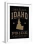 Idaho State Pride - Gold on Black-Lantern Press-Framed Art Print