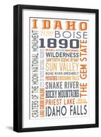 Idaho - Typography-Lantern Press-Framed Art Print