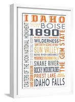 Idaho - Typography-Lantern Press-Framed Art Print