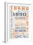 Idaho - Typography-Lantern Press-Framed Art Print