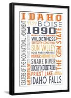 Idaho - Typography-Lantern Press-Framed Art Print